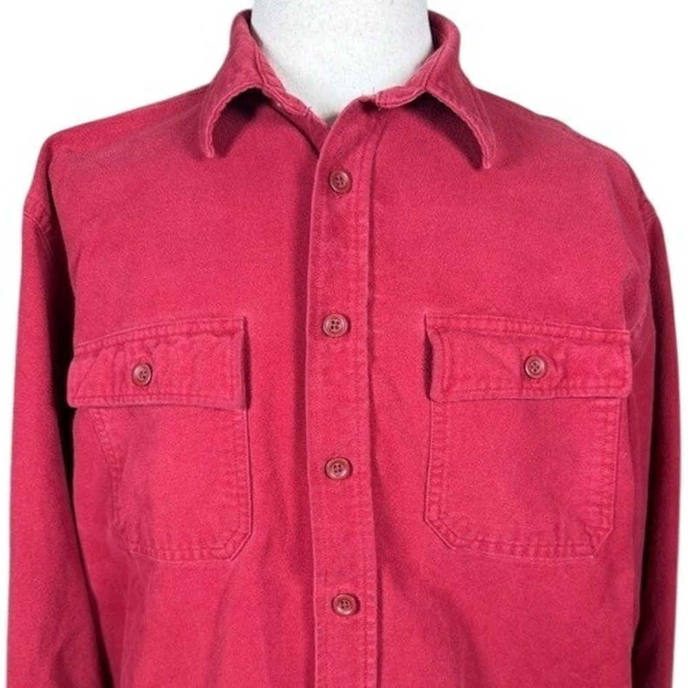 LL Bean Mens XL Red Chamois Cloth Shirt Traditional Fit Heavy Cotton 187923‎